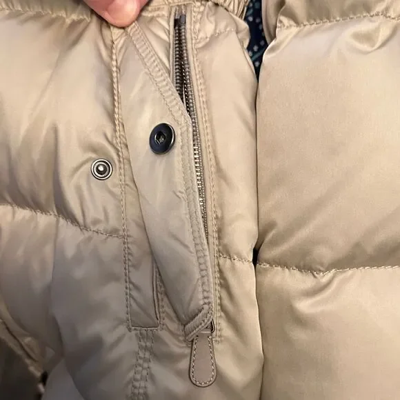 Women's Coach Beige Fur-Trimmed Puffer Jacket - Picture 7 of 11